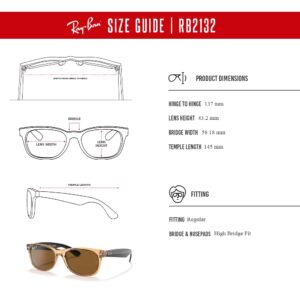 Ray-Ban RB2132 NEW WAYFARER Square Sunglasses for Men for Women + BUNDLE with Designer iWear Eyewear Kit (Honey/B-15 Brown Polarized)