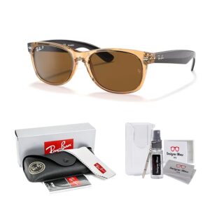 Ray-Ban RB2132 NEW WAYFARER Square Sunglasses for Men for Women + BUNDLE with Designer iWear Eyewear Kit (Honey/B-15 Brown Polarized)