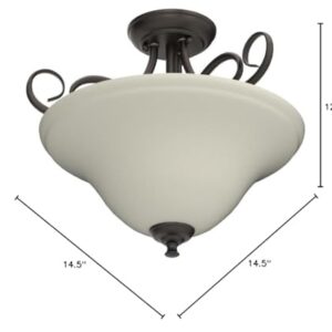 Westinghouse 6306500 Dunmore Two-Light Indoor Semi-Flush, Oil Rubbed Bronze Finish with Frosted Glass, 2, White,Black