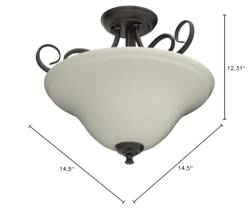 Westinghouse 6306500 Dunmore Two-Light Indoor Semi-Flush, Oil Rubbed Bronze Finish with Frosted Glass, 2, White,Black