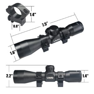 UUQ Tactical 4X32 Compact .223 .308 Scope Rangefinder Reticle/w Ring Mounts