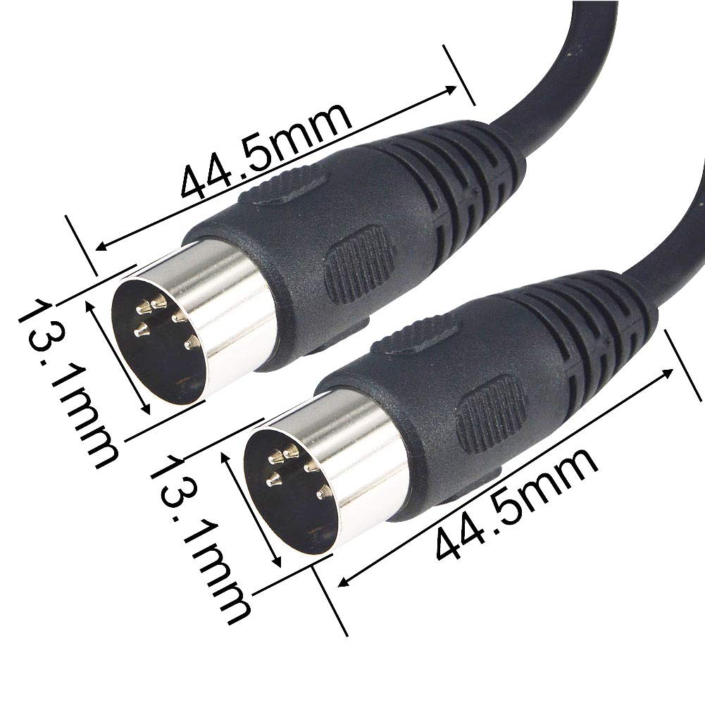 YOTENKO 5 pin MIDI Splitter Cable Black with Keyed 5-pin DIN Connector Molded Connector Shells HIMI Cable- 4.92 Feet /1.5 Meters