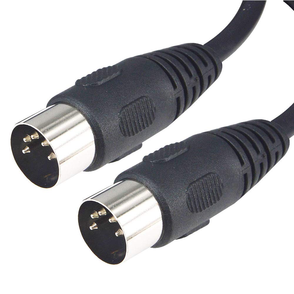 YOTENKO 5 pin MIDI Splitter Cable Black with Keyed 5-pin DIN Connector Molded Connector Shells HIMI Cable- 4.92 Feet /1.5 Meters