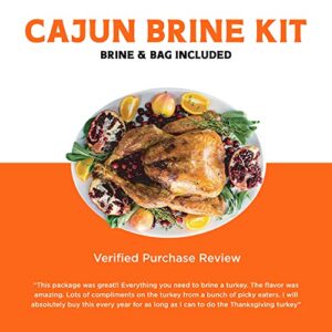 Fire & Flavor Cajun Turkey Brine Kit - Includes Bag and Poultry Seasoning for Roasting, Grilling, Smoking, and Frying Birds Up to 25 lbs