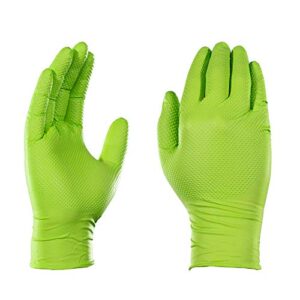 GLOVEWORKS HD Green Nitrile Industrial Disposable Gloves, 8 Mil, Latex-Free, Raised Diamond Texture, Large, Case of 1000