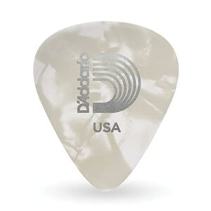 d'addario accessories white pearl celluloid guitar picks, 25 pack, extra heavy