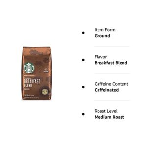 Starbucks Medium Roast Ground Coffee — Breakfast Blend — 100% Arabica — 1 bag (20 oz.) Great Holiday Gift