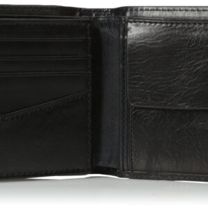 Fossil Men's Ryan Leather RFID-Blocking Bifold with Coin Pocket Wallet, Black, (Model: ML3736001)