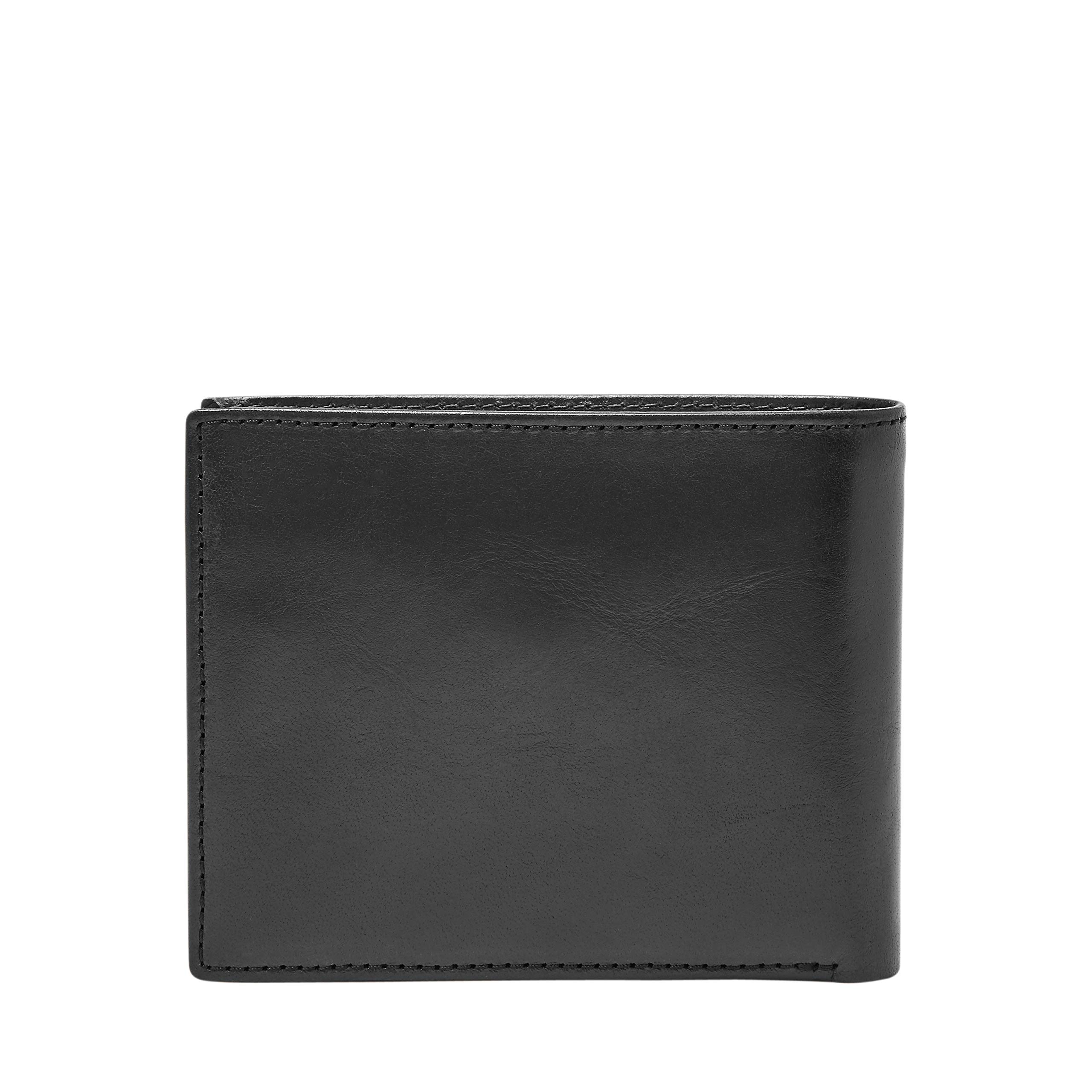 Fossil Men's Ryan Leather RFID-Blocking Bifold with Coin Pocket Wallet, Black, (Model: ML3736001)