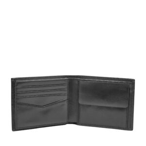 Fossil Men's Ryan Leather RFID-Blocking Bifold with Coin Pocket Wallet, Black, (Model: ML3736001)