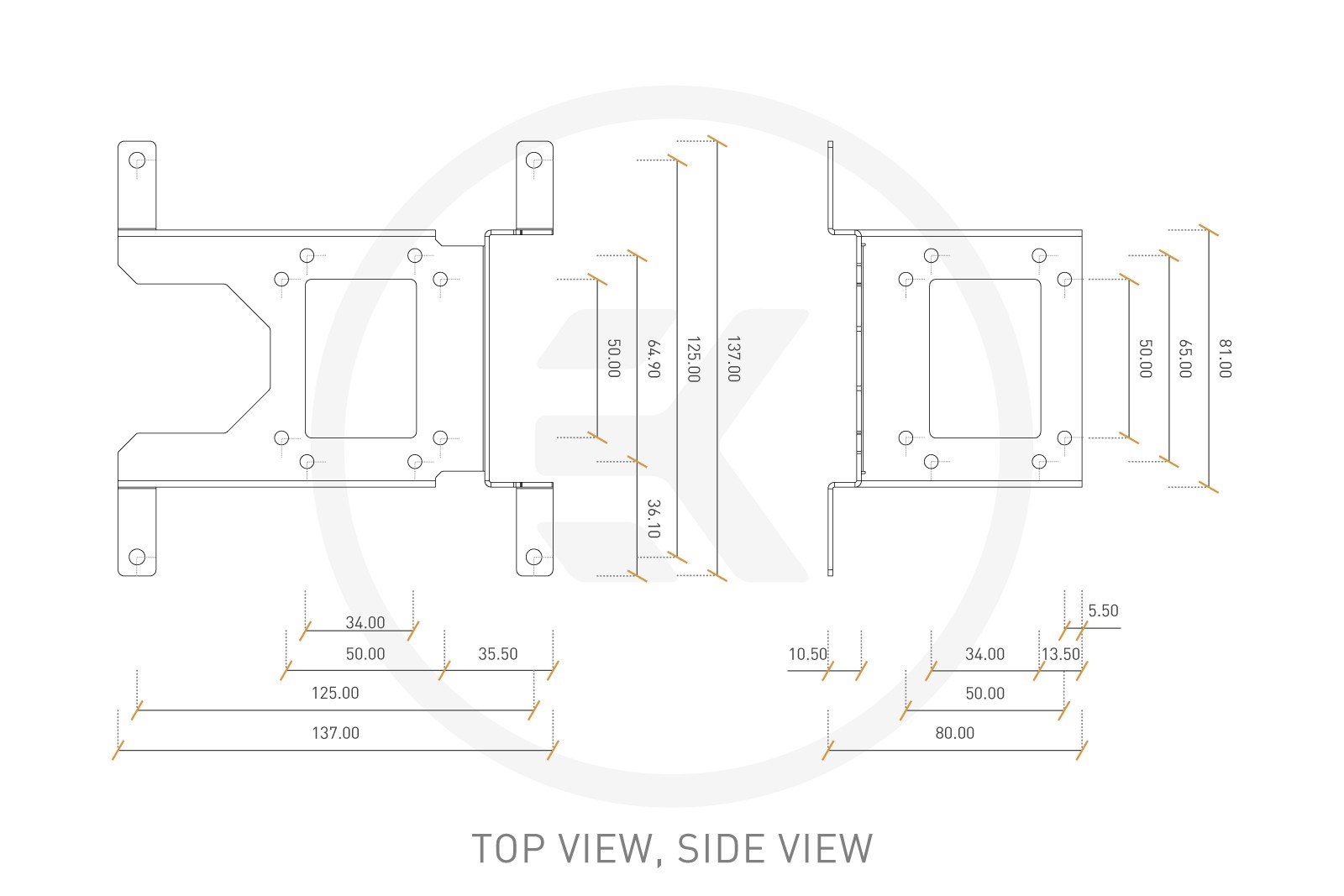 EKWB EK-UNI Pump Bracket (140mm Fan) Vertical