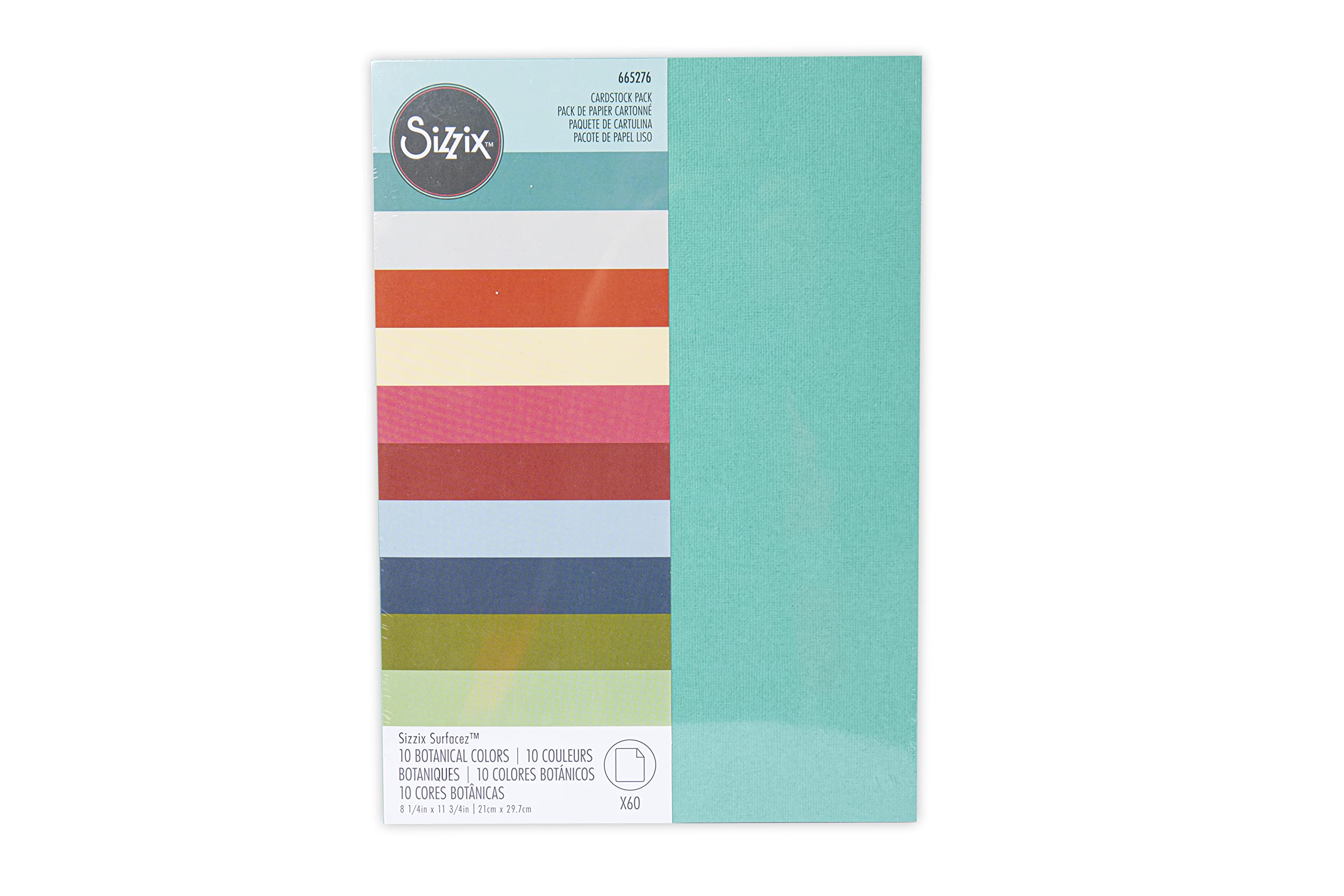 Sizzix Surfacez Cardstock Sheets A4 60PK (10 Botanical Colours), 665276