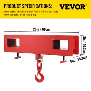 VEVOR Forklift Lifting Hook, 4400lbs Capacity Forklift Lifting Hoist, Red Forklift Mobile Crane with Swivel Hook and Two Large T-Screws, Hook Forklift Lifting Hoist, Fork Lifting Attachment