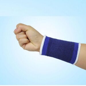 Mcolics 4' Inch Wrist Sweatband in 11 Athletic Polyester Wristbands Armbands (1 Pair) (Blue&White)