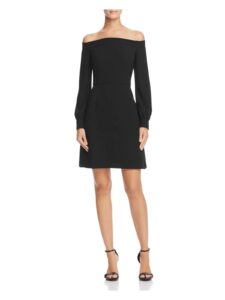 jill jill stuart women's off the shoulder long sleeve dress, black, 8