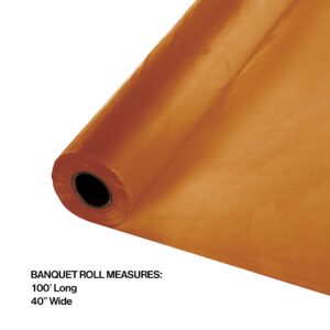 Creative Converting Touch of Color Plastic Table Banquet Roll, 100-Feet, Pumpkin Spice, 40" x 100', Terracotta Orange