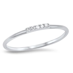 thin clear cz wedding ring new .925 sterling silver stackable band size 4