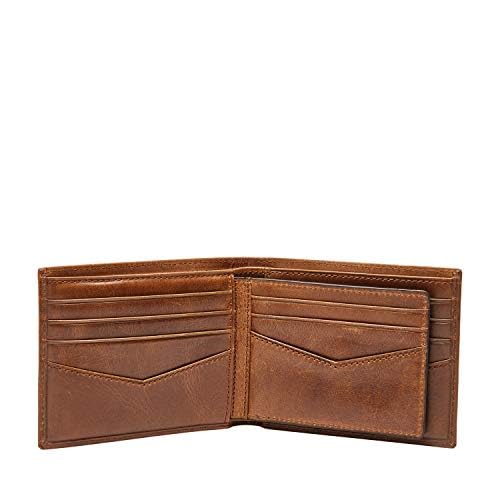 Fossil Men's Ryan Leather RFID-Blocking Bifold Passcase with Removable Card Case Wallet, Brown, (Model: ML3829201)