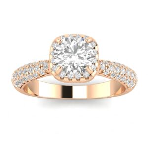 sk jewel,inc 1.00ctw diamond halo engagement ring in 10k rose gold