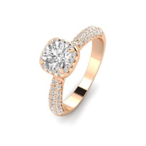 Sk Jewel,Inc 1.00ctw Diamond Halo Engagement Ring in 10k Rose Gold