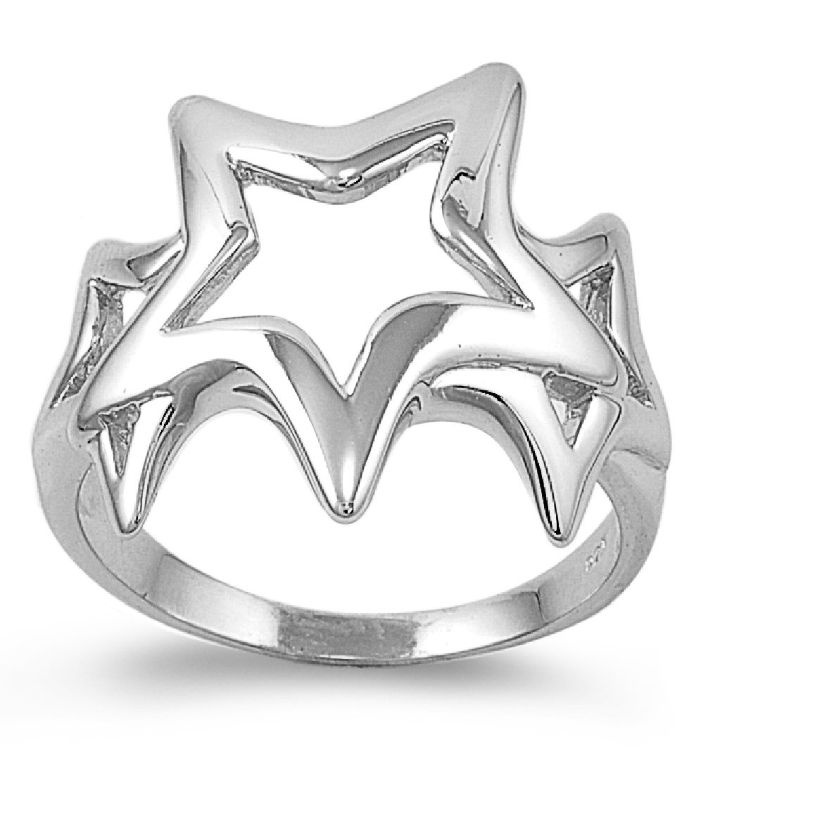 CloseoutWarehouse 925 Sterling Silver Stars of Hope Ring Size 12