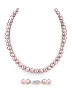 the pearl source 7-8mm aaa quality round pink freshwater cultured pearl necklace for women in 24" matinee length