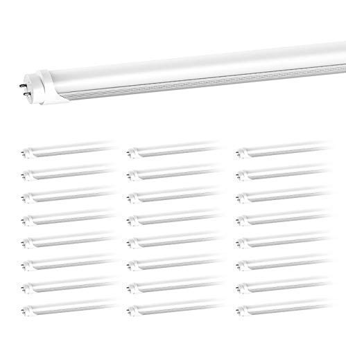 HouLight T8 LED Replacement, 25-Pack, 18W 4-Foot T8 LED Light Tube, 6000K, Daylight, Super Bright White, Double End Power, Frosted Cover