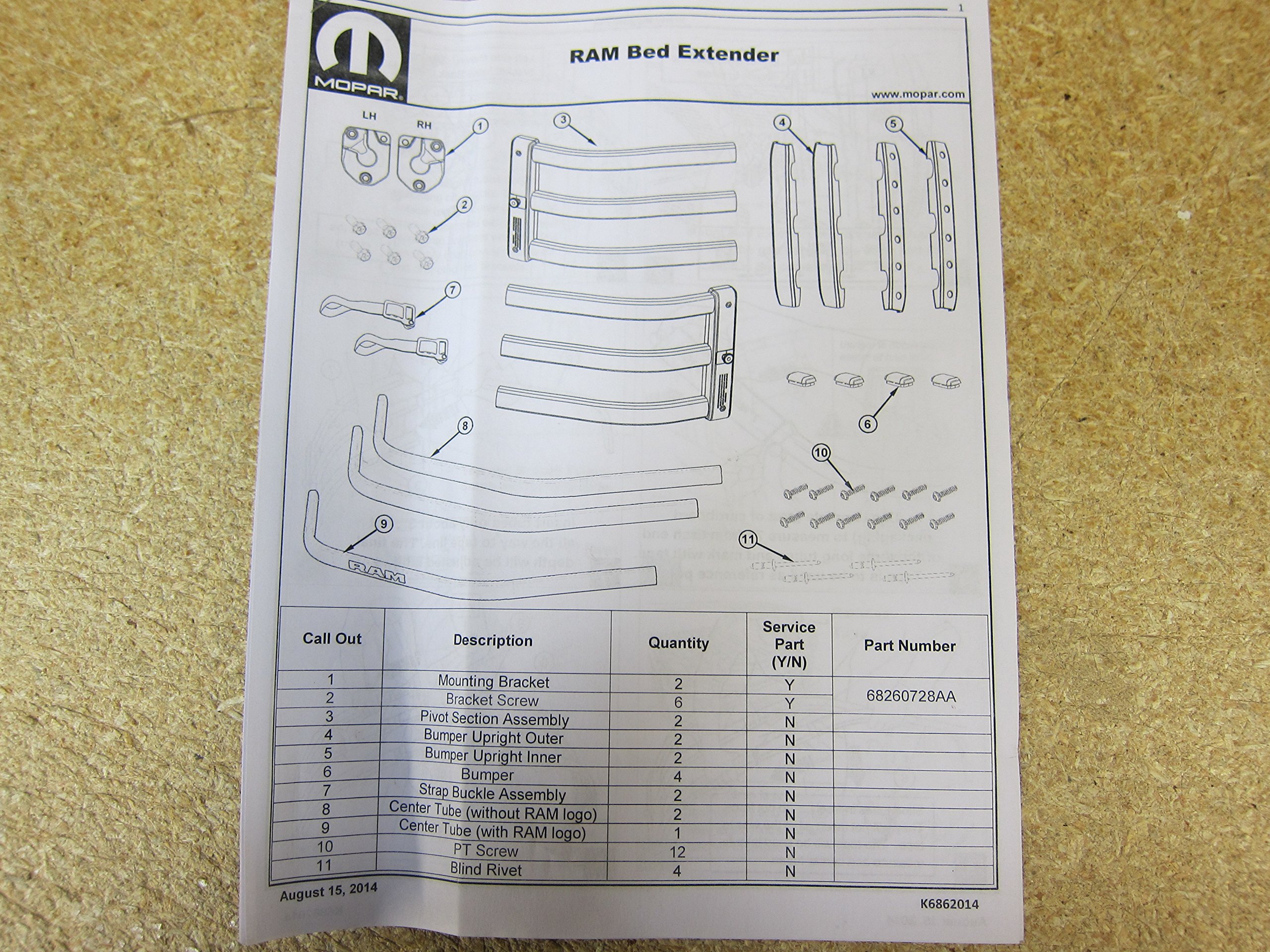 Dodge Ram Black Aluminum Tailgate Bed Extender Mopar OEM by Mopar