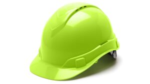 pyramex hp44131v ridgeline cap style hard hat with 4-point vented ratchet, hi-vis green by pyramex safety