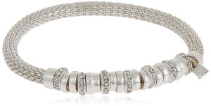 nine west women's silvertone and crystal bracelet rondel stretch