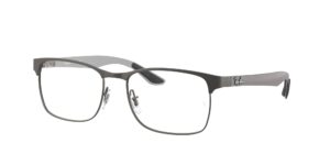 ray-ban rx8416 square prescription eyeglass frames, matte gunmetal/demo lens, 55 mm