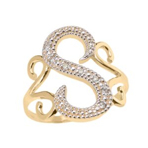 initial rings 10k yellow gold modern cursive 's diamond (size 6.5)