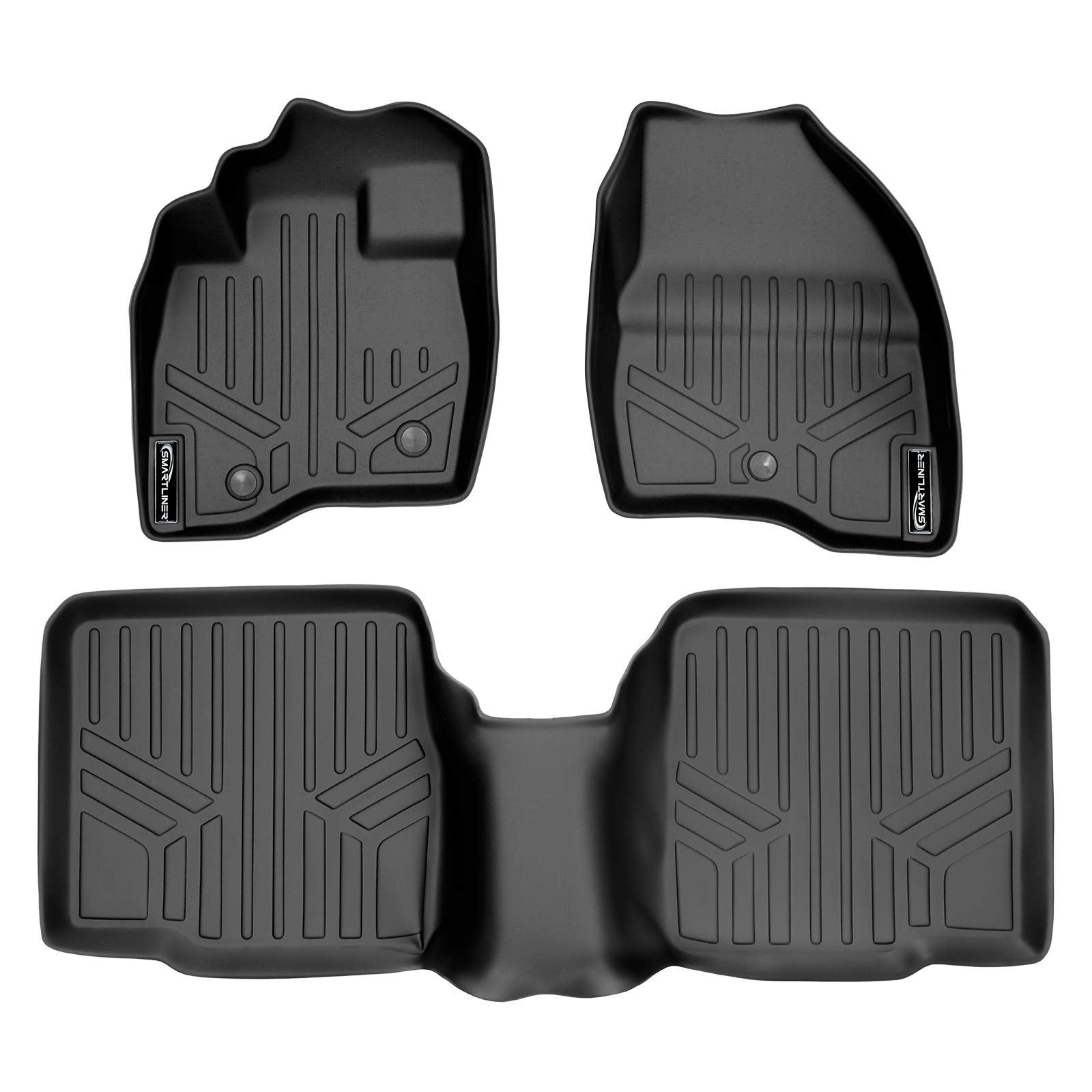 MAXLINER Custom Fit Floor Mats 2 Row Liner Set Black Compatible with 2017-2019 Ford Explorer without 2nd Row Center Console