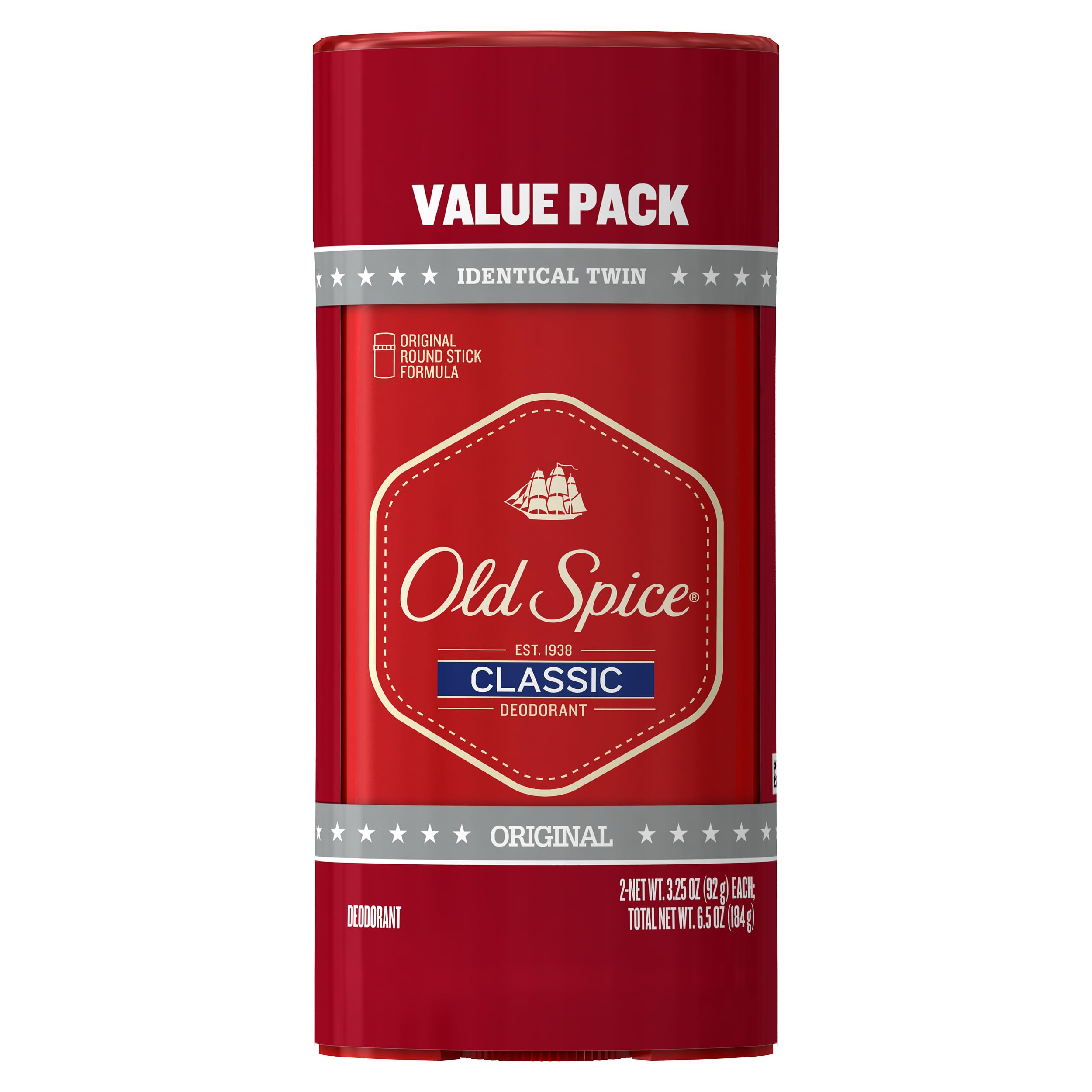 Old Spice Classic Original Scent Deodorant for Men, 3.25 oz (Pack of 2)