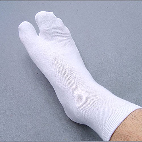 3 Pairs of Elastic Cotton Tabi Toe Socks (White/Grey/Black)