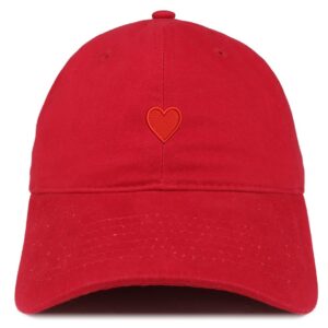 trendy apparel shop emoticon heart embroidered cotton adjustable ball cap dad hat - red