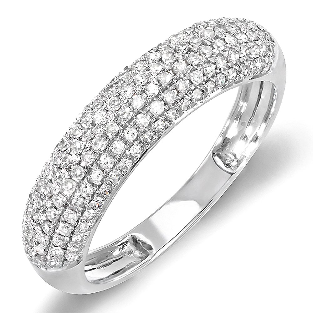 Dazzlingrock Collection 0.50 Cttw Round Diamond Ladies Anniversary Wedding Band in 10K White Gold, Size 9