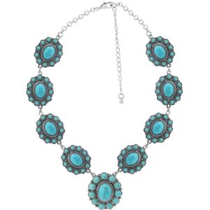 jianxi vintage alloy synthetic turquoise necklace fashion jewelry women (1279)