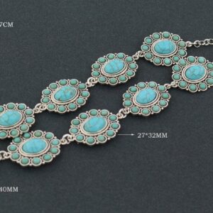 jianxi Vintage Alloy Synthetic Turquoise Necklace Fashion Jewelry Women (1279)