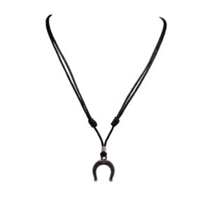 bluerica horseshoe on adjustable black cord necklace (old silver finish)