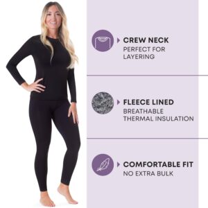 Rocky Thermal Underwear for Women (Long Johns Thermals Set) Shirt & Pants, Base Layer with Leggings/Bottoms Ski/Extreme Cold, Standard Weight (Black - Medium)