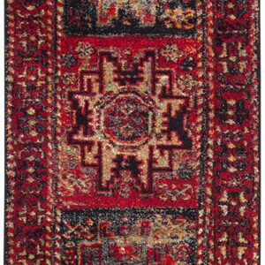 SAFAVIEH Vintage Hamadan Collection Runner Rug - 2'3" x 8', Red & Multi, Oriental Traditional Persian Design, Non-Shedding & Easy Care, Ideal for High Traffic Areas in Living Room, Bedroom (VTH213A)