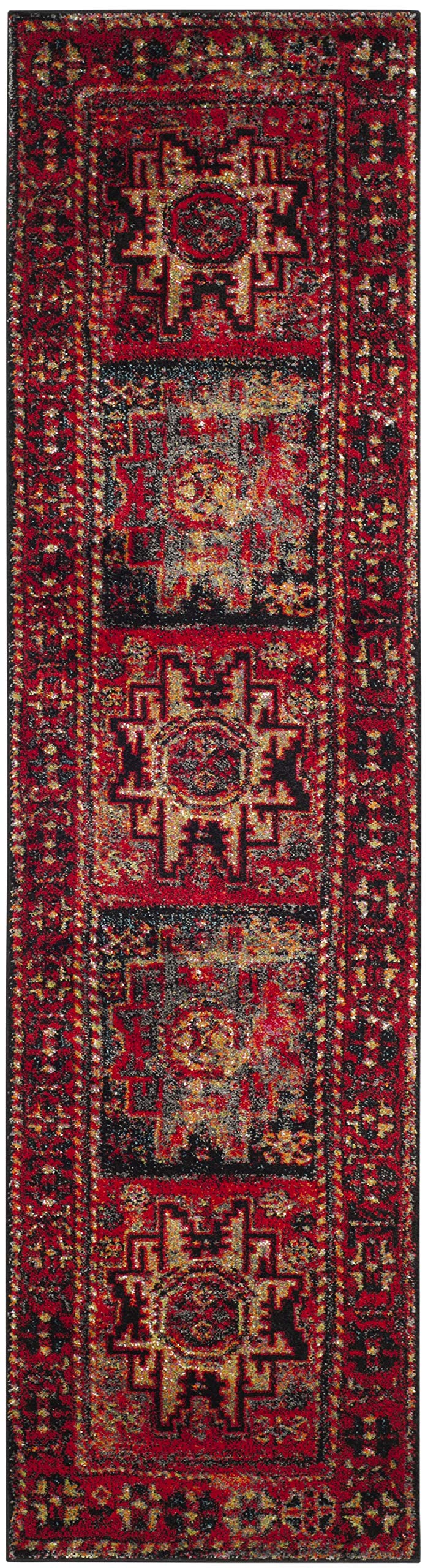 SAFAVIEH Vintage Hamadan Collection Runner Rug - 2'3" x 8', Red & Multi, Oriental Traditional Persian Design, Non-Shedding & Easy Care, Ideal for High Traffic Areas in Living Room, Bedroom (VTH213A)