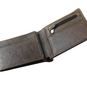 New Vintage Brown Leather Wallet With Chain Mens Bifold /Many Card Holder