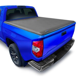 tyger auto t1 soft roll up truck bed tonneau cover compatible with 2014-2021 toyota tundra | fleetside 5.5' bed (66") | tg-bc1t9041 , black