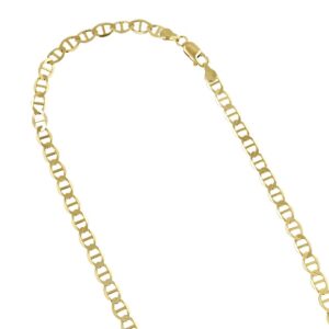 icedtime 10k yellow gold solid flat mariner chain 4.5mm wide link bracelet with lobster claw clasp 7 inches long