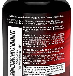 Divine Bounty D-Mannose Capsules - 600mg D Mannose Powder per Capsule with Cranberry and Dandelion Extract to Support Normal Urinary Tract Health - 120 Veggie Capsules