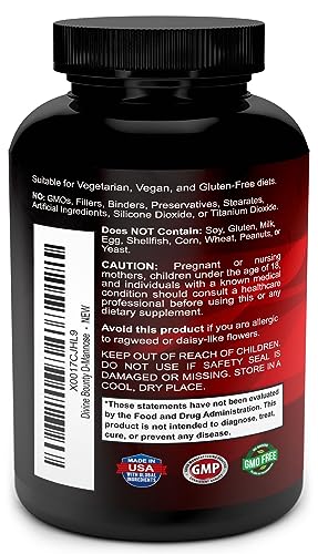 Divine Bounty D-Mannose Capsules - 600mg D Mannose Powder per Capsule with Cranberry and Dandelion Extract to Support Normal Urinary Tract Health - 120 Veggie Capsules