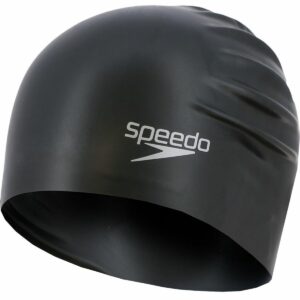 speedo unisex long hair swim cap, black, one size