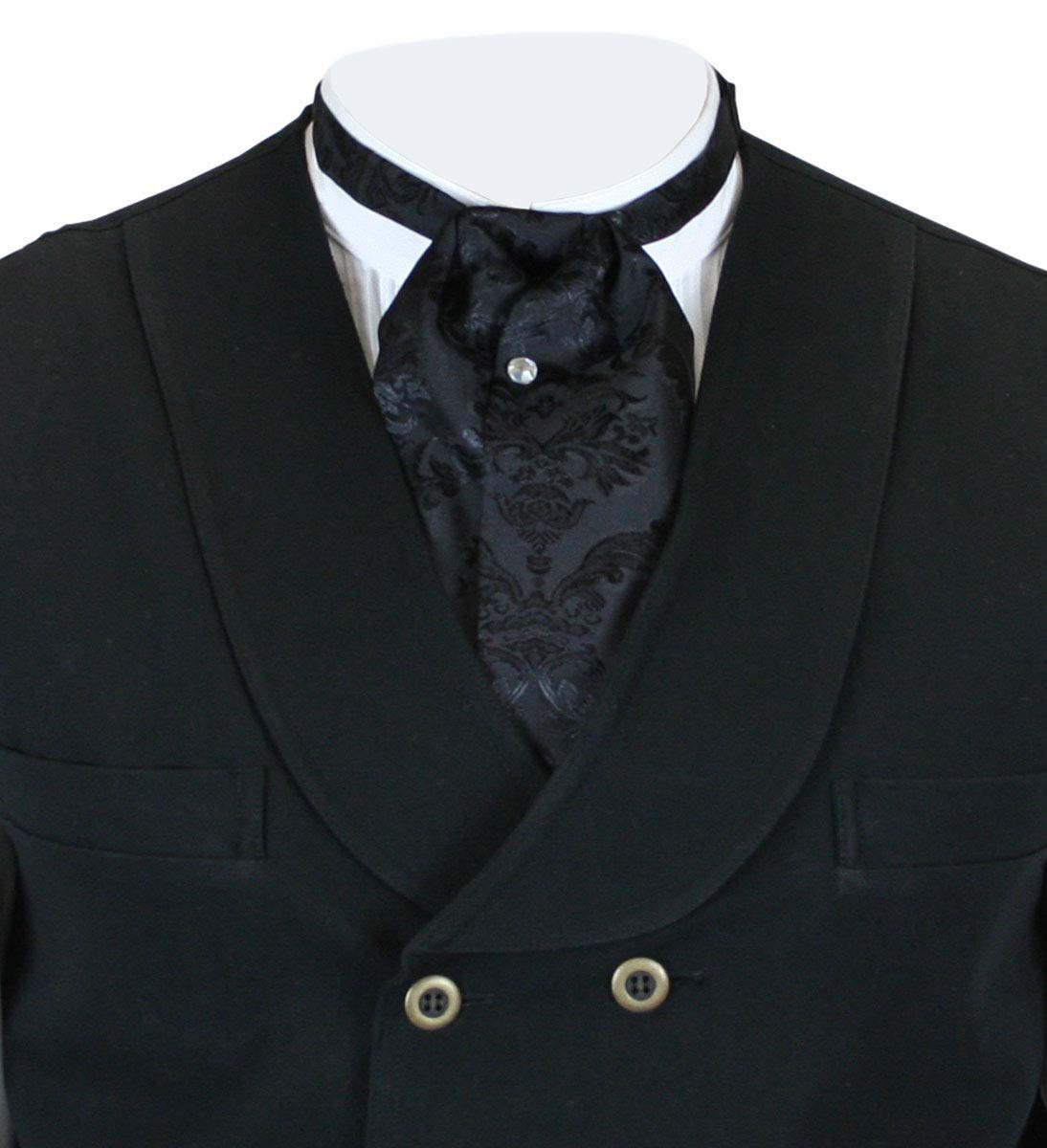 Historical Emporium Men's Satin Jacquard Puff Tie Black